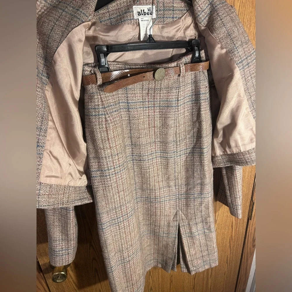 Silk & Wool Blend Check Tweed Albee 2 Piece 70’s Women’s Suit - Picture 5 of 9